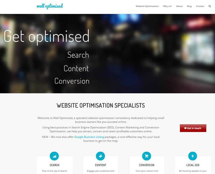 Home page Website optimisation