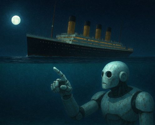 AI robot about to sink Titanic