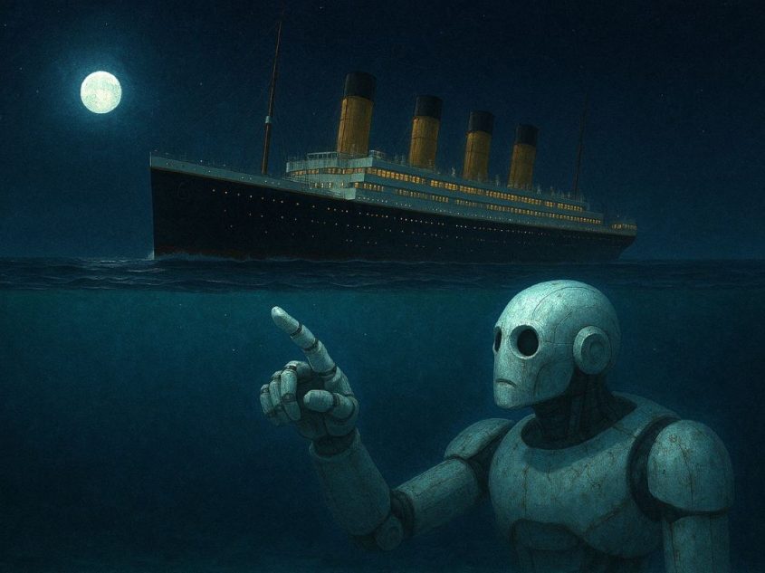 AI robot about to sink Titanic